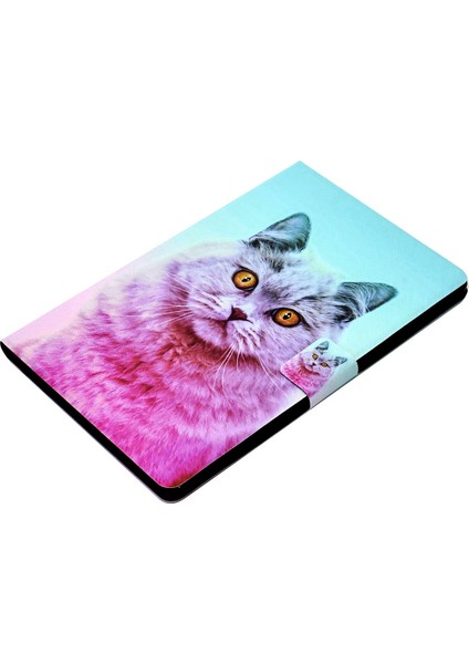Samsung Galaxy Tab A7 10.4 (2020 2022) T500 T505 Pu Deri Desen Baskı Standı Kedi Tablet Kılıfı (Yurt Dışından) indirimleri