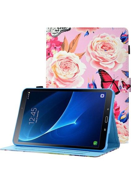 Samsung Galaxy Tab A 10.1 (T580 T585) Anti Drop Deri Dikişli Manyetik Kapatma Standı Kart Yuvaları Tablet Kılıfı (Yurt Dışından)