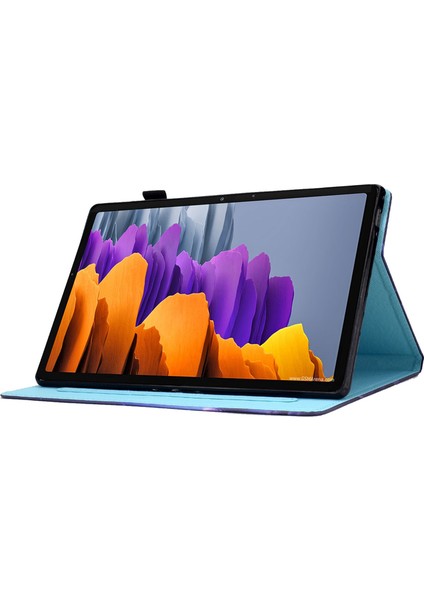 Samsung Galaxy Tab S8 SM X700 X706 Desen Baskı Pu Deri Manyetik Kart Yuvaları Kalem Tutucu Yapraklı Stand Dikiş Tablet Kılıfı (Yurt Dışından)