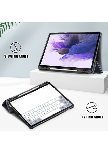 Üç Katlı Stand Tpu Pu Deri Kalem Yuvası Samsung Galaxy Tab S7 Fe T736 TAB S7 tab S8 Tablet Kılıfı (Yurt Dışından)