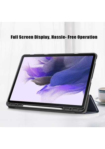 Üç Katlı Stand Tpu Pu Deri Kalem Yuvası Samsung Galaxy Tab S7 Fe T736 TAB S7 tab S8 Tablet Kılıfı (Yurt Dışından)