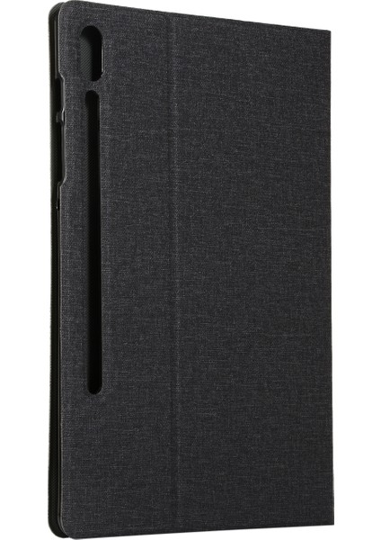 Kumaş Doku Pu Deri Standı Samsung Galaxy Tab S7 T870 T875 S8 SIYAH Tablet Kılıfı (Yurt Dışından)