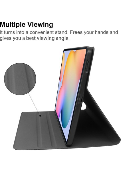 Kumaş Doku Standı Deri Samsung Galaxy Tab S6 Lite (2020 2022 2024) Tablet Kılıfı (Yurt Dışından)
