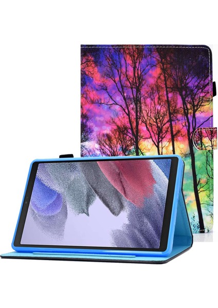 Samsung Galaxy Tab A7 Lite 8 7 Inç Dikişli Pu Deri Görüntüleme Standı Tam Vücut Koruma Baskı Manyetik Kart Yuvaları kalem Tutucu Tablet Kılıfı (Yurt Dışından)