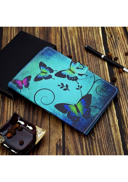 Desen Baskı Deri Tam Koruma Samsung Galaxy Tab A7 Lite T220 T225 BIG Butterfly Tablet Kılıfı (Yurt Dışından)
