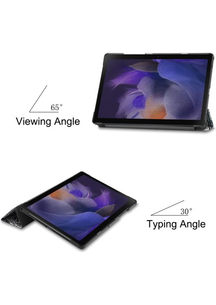 Samsung Galaxy Tab A8 10.5 (2021) SM X205 SM X200 Üç Katlı Stand Desen Baskı Sert Pc Yumuşak Pu Deri Eyfel Kulesi Harita Tablet Kılıfı (Yurt Dışından)