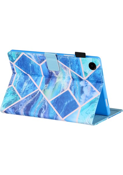 Samsung Galaxy Tab A9 X110 X115 Deri Otomatik Uyandırma uyku Deseni Dama Tahtası Tablet Kılıfı (Yurt Dışından)