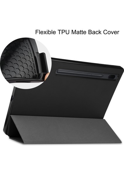 Üç Katlı Stand Pu Deri Tpu Iç Akıllı Kalem Yuvası Samsung Galaxy Tab S7 Fe SM T730 SM T736 SIYAH Tablet Kılıfı (Yurt Dışından)