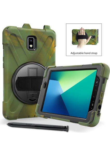 Samsung Galaxy Tab Aktif 2 8.0 T395 T390 Pc Tpu Combo Omuz Askısı Kamuflaj Tablet Kılıfı (Yurt Dışından) modelleri
