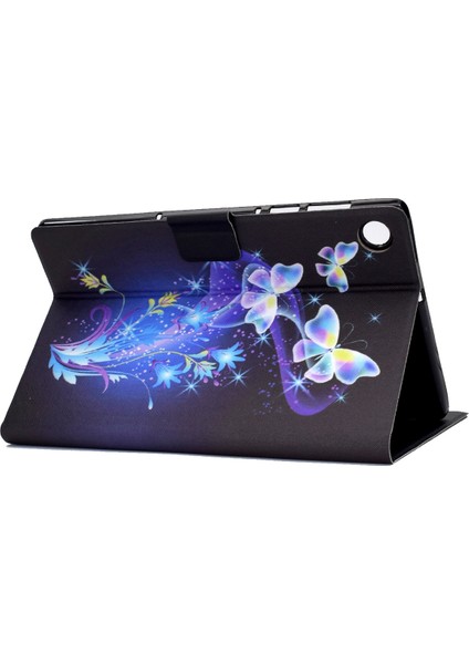 Samsung Galaxy Tab A8 (2021) Desen Baskı Pu Deri Standlı Manyetik Kapatma Kart Yuvalı Koruyucu Ler Çiçekler Tablet Kılıfı (Yurt Dışından)