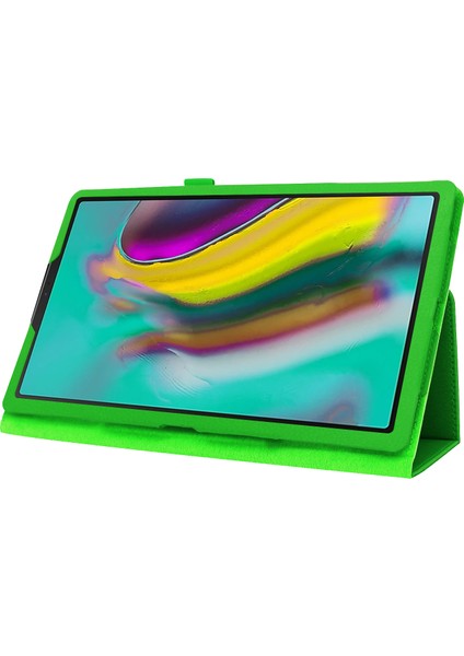 Samsung Galaxy Tab A 10.1 (2019) Litchi Texture Deri Çizilmeye Dayanıklı Çift Katlı Stand Flip Elastik Kayışlı Tablet Kılıfı (Yurt Dışından)