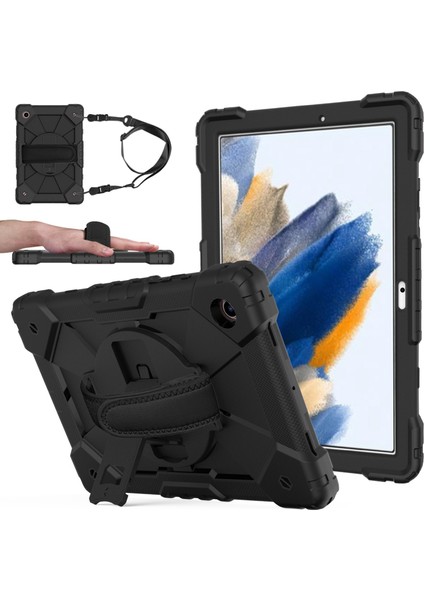 Samsung Galaxy Tab A8 10.5 (2021 2022) Kontrast Pc Silikon Düşmeye Karşı Dayanıklı El Kayışı Kickstand Tablet Kılıfı (Yurt Dışından)