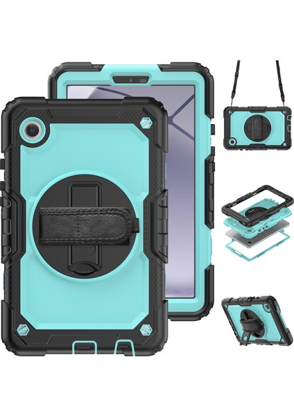 Samsung Galaxy Tab A9 SM X110 SM X115 Kick Stand Pc Silikon Pet Ekran Koruyucu Omuz Askılı Tablet Kılıfı (Yurt Dışından)