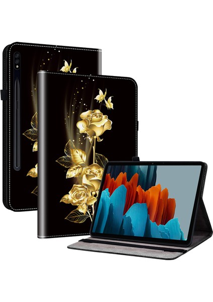Samsung Galaxy Tab S7 s8 ları Desen Baskı Kart Yuvası Flip Tablet Kılıfı (Yurt Dışından)