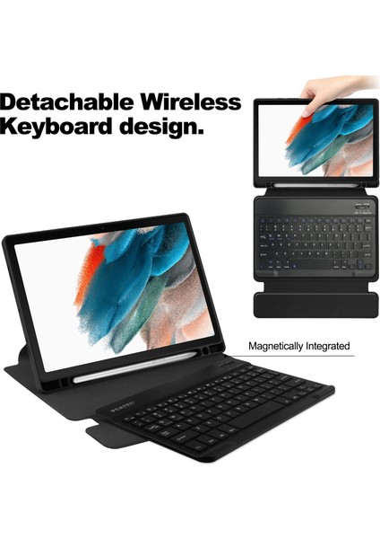 Samsung Galaxy Tab A8 10.5 (2021 2022) Bluetooth Klavyeli Döner Standlı Tablet Kılıfı (Yurt Dışından)