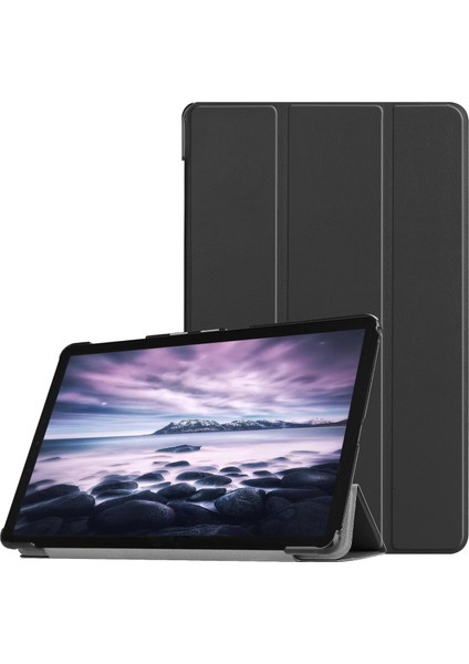 Üç Katlı Stand Pu Deri Akıllı Samsung Galaxy Tab A 10.5 T595 T590 SIYAH Tablet Kılıfı (Yurt Dışından)