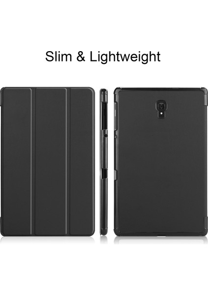 Üç Katlı Stand Pu Deri Akıllı Samsung Galaxy Tab A 10.5 T595 T590 SIYAH Tablet Kılıfı (Yurt Dışından)