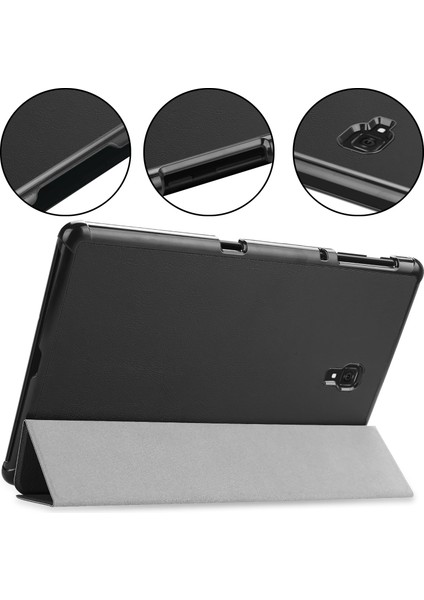 Üç Katlı Stand Pu Deri Akıllı Samsung Galaxy Tab A 10.5 T595 T590 SIYAH Tablet Kılıfı (Yurt Dışından)