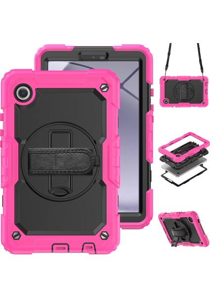 Samsung Galaxy Tab A9 SM X110 SM X115 Kick Stand Pc Silikon Pet Ekran Koruyucu Omuz Askılı Tablet Kılıfı (Yurt Dışından)