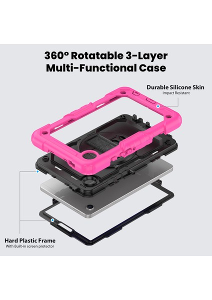 Samsung Galaxy Tab A9 SM X110 SM X115 Kick Stand Pc Silikon Pet Ekran Koruyucu Omuz Askılı Tablet Kılıfı (Yurt Dışından) modelleri