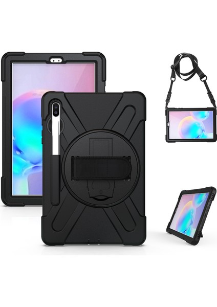 Samsung Galaxy Tab S6 SM T860 (WI FI) T865 (Lte) Pc Tpu Combo Kick Stand El Askılı Omuz Askılı Tablet Kılıfı (Yurt Dışından)