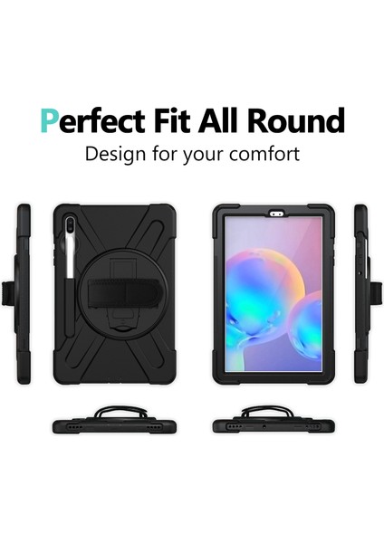 Samsung Galaxy Tab S6 SM T860 (WI FI) T865 (Lte) Pc Tpu Combo Kick Stand El Askılı Omuz Askılı Tablet Kılıfı (Yurt Dışından)
