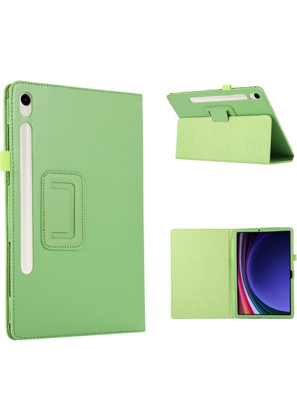 Samsung Galaxy Tab S9 Deri Litchi Doku Ikiye Katlanmış Stand Tablet Kılıfı (Yurt Dışından)