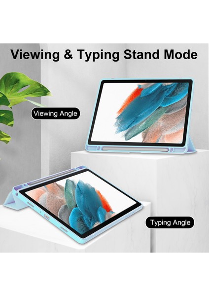 Şeffaf Arka Samsung Galaxy Tab A9 Pu Tpu Akrilik Kalem Yuvalı Tablet Kılıfı (Yurt Dışından)