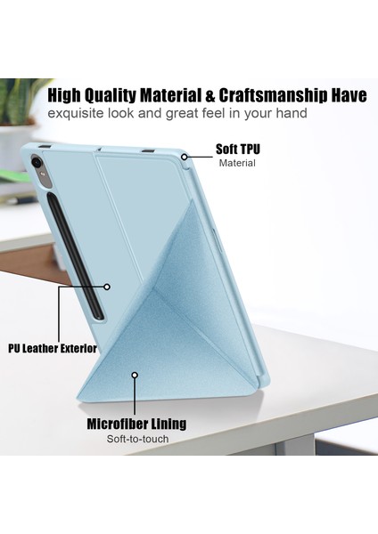 Samsung Galaxy Tab S9 SM X710 SM X716B SM X718U Pu Deri Origami Standı Koruyucu Gök Tablet Kılıfı (Yurt Dışından)