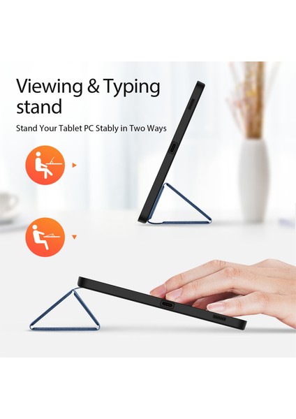 Samsung Galaxy Tab S9 Fe Üç Katlı Stand Deri Smart Folio Tablet Kılıfı (Yurt Dışından)