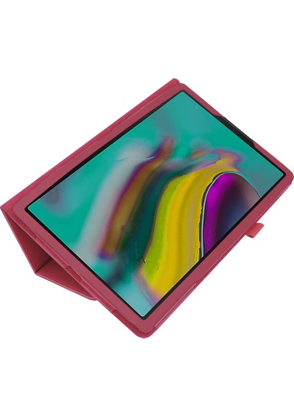 Samsung Galaxy Tab A 10.1 (2019) Litchi Texture Deri Çizilmeye Dayanıklı Çift Katlı Stand Flip Elastik Kayış Tablet Kılıfı (Yurt Dışından)