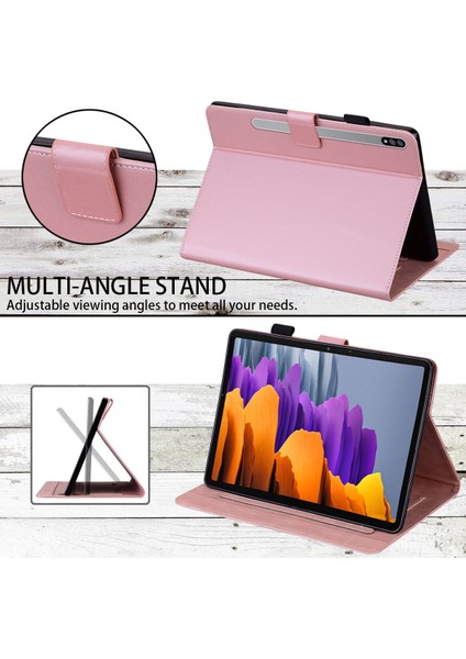 Samsung Galaxy Tab S8 Deri Standı Kart Yuvaları Tablet Kılıfı (Yurt Dışından)