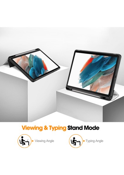 Samsung Galaxy Tab A9 Desen Baskı Pu Deri Üç Katlı Stand Kalem Yuvası Cat Tablet Kılıfı (Yurt Dışından)