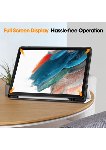 Samsung Galaxy Tab A9 Desen Baskı Pu Deri Üç Katlı Stand Kalem Yuvası Cat Tablet Kılıfı (Yurt Dışından)