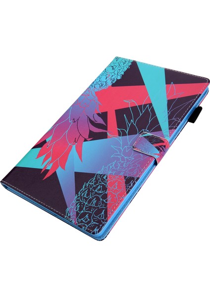 Samsung Galaxy Tab A9 X210 X215 X216B Deri Akıllı Desen Çevirme Göz Kamaştırıcı Ananas Tablet Kılıfı (Yurt Dışından)