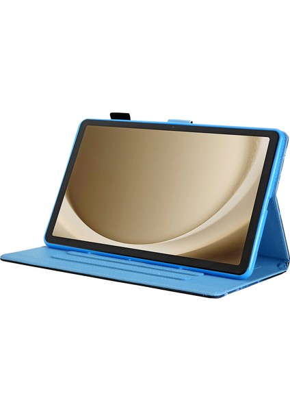 Samsung Galaxy Tab A9 X210 X215 X216B Deri Akıllı Desen Çevirme Göz Kamaştırıcı Ananas Tablet Kılıfı (Yurt Dışından)