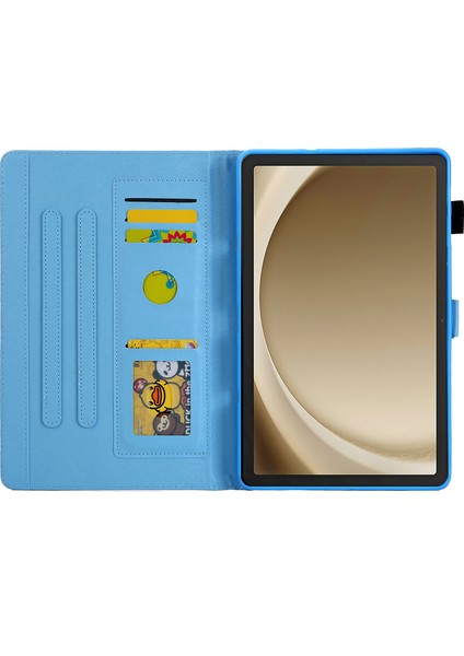 Samsung Galaxy Tab A9 X210 X215 X216B Deri Akıllı Desen Çevirme Göz Kamaştırıcı Ananas Tablet Kılıfı (Yurt Dışından)