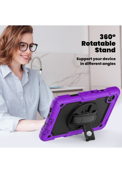 Seashell Digital Samsung Galaxy Tab A9 SM X110 SM X115 Kick Stand Pc Silikon Pet Ekran Koruyucu Omuz Askısı Tablet Kılıfı (Yurt Dışından)