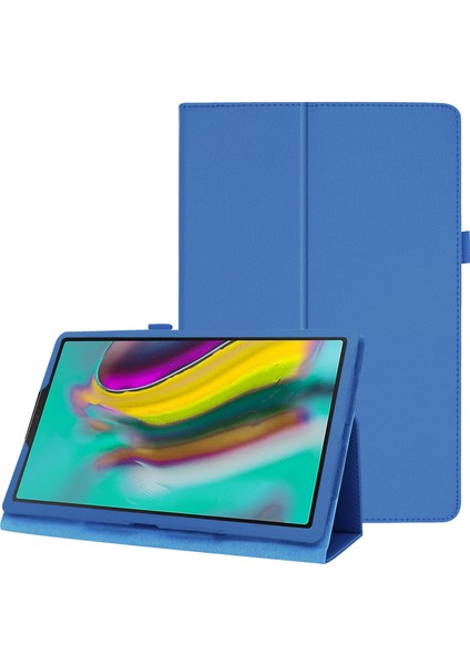 Samsung Galaxy Tab A 10.1 (2019) Litchi Texture Deri Çizilmeye Dayanıklı Çift Katlı Standlı Elastik Askılı Flip Tablet Kılıfı (Yurt Dışından)