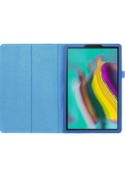 Samsung Galaxy Tab A 10.1 (2019) Litchi Texture Deri Çizilmeye Dayanıklı Çift Katlı Standlı Elastik Askılı Flip Tablet Kılıfı (Yurt Dışından)