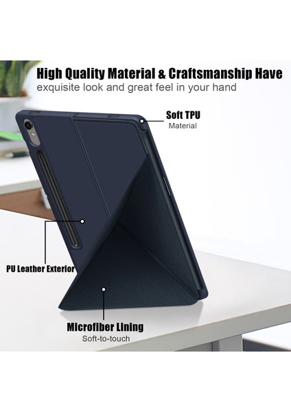 Samsung Galaxy Tab S9 SM X710 SM X716B SM X718U Pu Deri Origami Standı Koruyucu Tablet Kılıfı (Yurt Dışından)