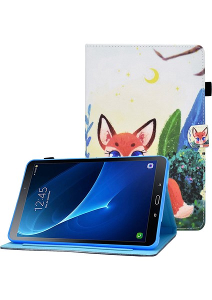 Samsung Galaxy Tab A 10.1 (T580 T585) Pu Deri Dikiş Manyetik Kapatma Kart Yuvaları Standı Tablet Kılıfı (Yurt Dışından)