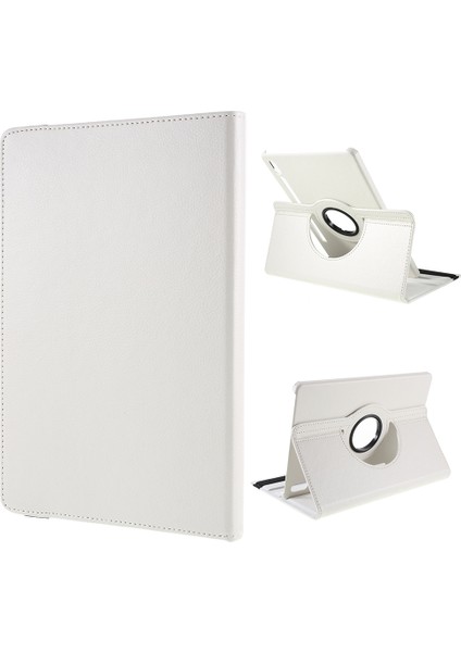 Litchi Doku Deri Döner Stand Samsung Galaxy Tab S7 SM T870 T875 S8 BEYAZ Tablet Kılıfı (Yurt Dışından)