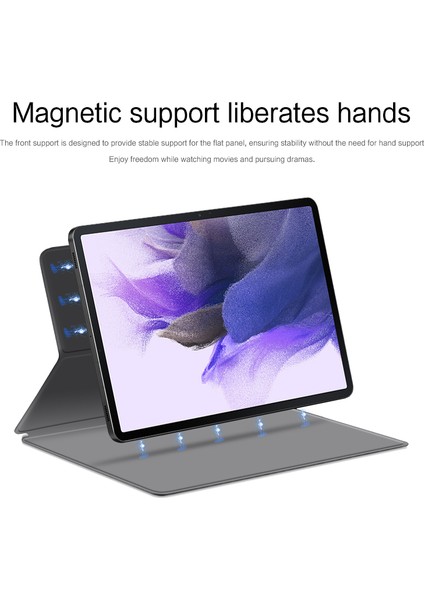 Samsung Galaxy Tab S7 Fe Tam Vücut Akıllı Pu Deri Standı Manyetik Tablet Kılıfı (Yurt Dışından)