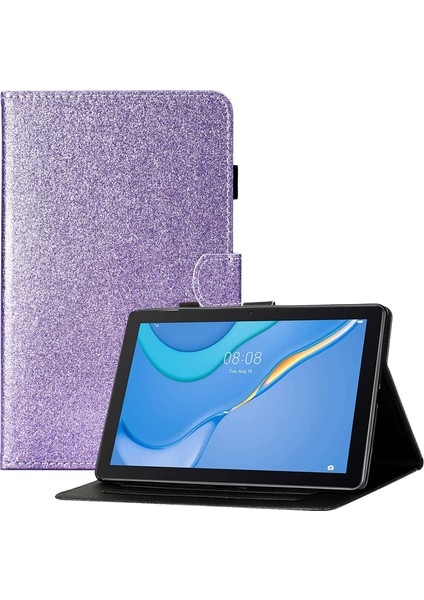 Samsung Galaxy Tab A9 Işıltılı Toz Kart Yuvası Pu Deri Tablet Kılıfı (Yurt Dışından)