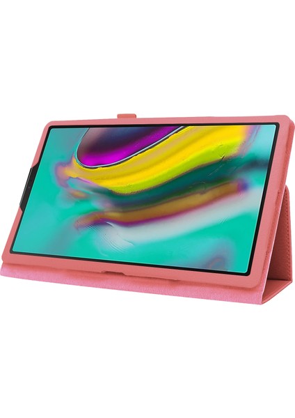 Samsung Galaxy Tab A 10.1 (2019) Litchi Texture Deri Çizilmeye Dayanıklı Çift Katlı Stand Flip Elastik Kayışlı Tablet Kılıfı (Yurt Dışından)