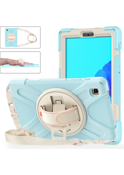 Ağır Hizmet Pc 360 Derece Dönebilen Tekme Standına Sahip Silikon Samsung Galaxy Tab A7 Lite Omuz Askısı 8 7 Inç Gök beyaz Tablet Kılıfı (Yurt Dışından)