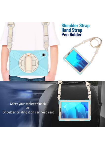 Ağır Hizmet Pc 360 Derece Dönebilen Tekme Standına Sahip Silikon Samsung Galaxy Tab A7 Lite Omuz Askısı 8 7 Inç Gök beyaz Tablet Kılıfı (Yurt Dışından) modelleri