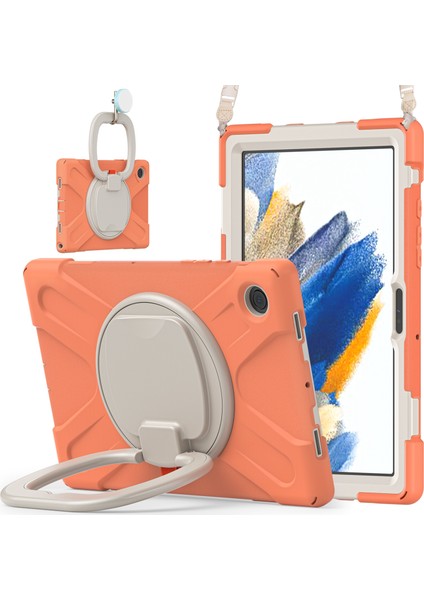 Samsung Galaxy Tab A8 10.5 (2021 2022) 360 Derece Standı Pc Omuz Askılı Silikon Hibrit Mercan Tablet Kılıfı (Yurt Dışından) modelleri