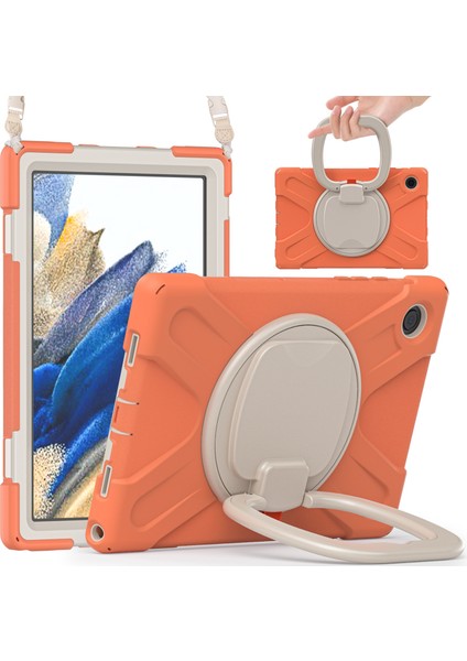 Samsung Galaxy Tab A8 10.5 (2021 2022) 360 Derece Standı Pc Omuz Askılı Silikon Hibrit Mercan Tablet Kılıfı (Yurt Dışından) fırsatları